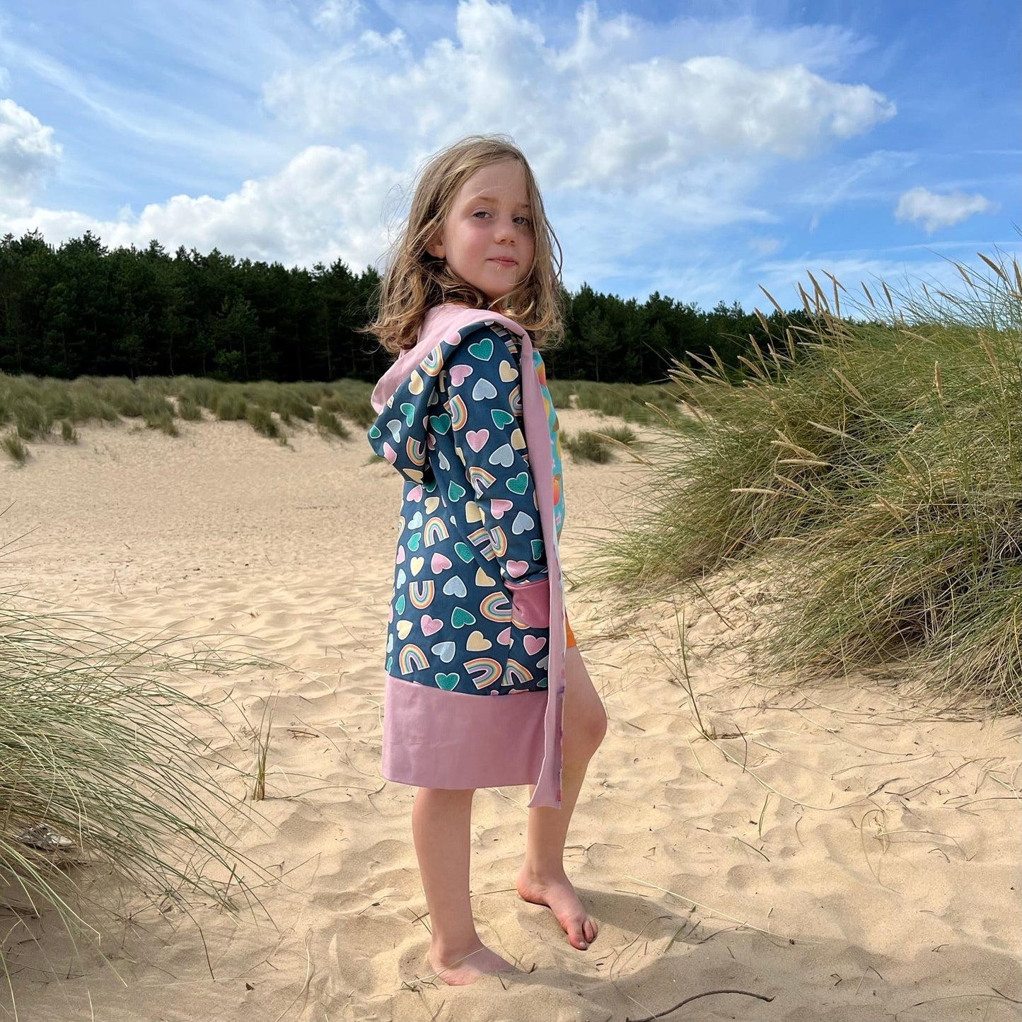 Midnight Stripes - Warmer Fabric - Big Kid Hooded Cardi