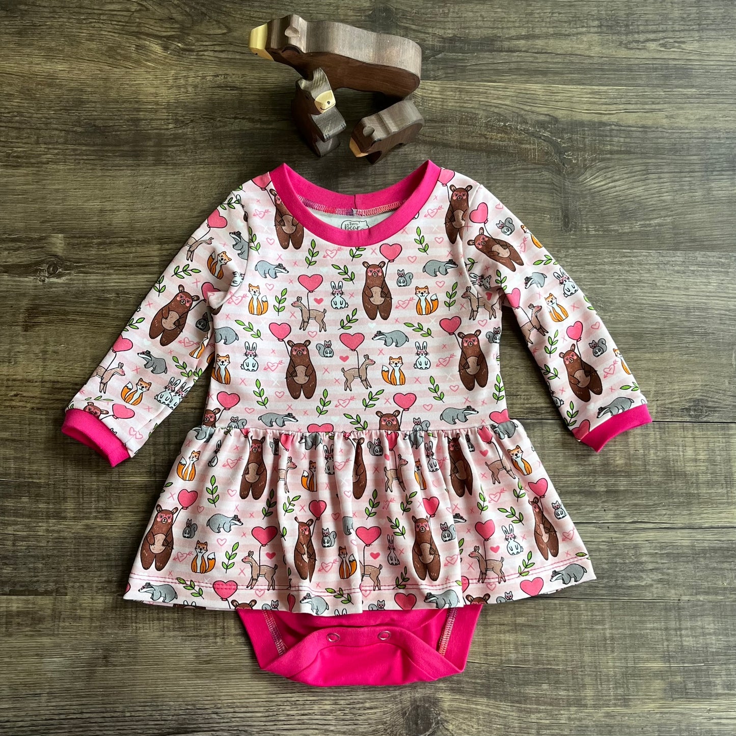 Forest Friends - Bodysuit Dress - ready to post - 12-18m