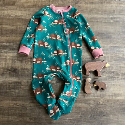 Leopard Blues - Warmer Fabric - All in One Babygrow