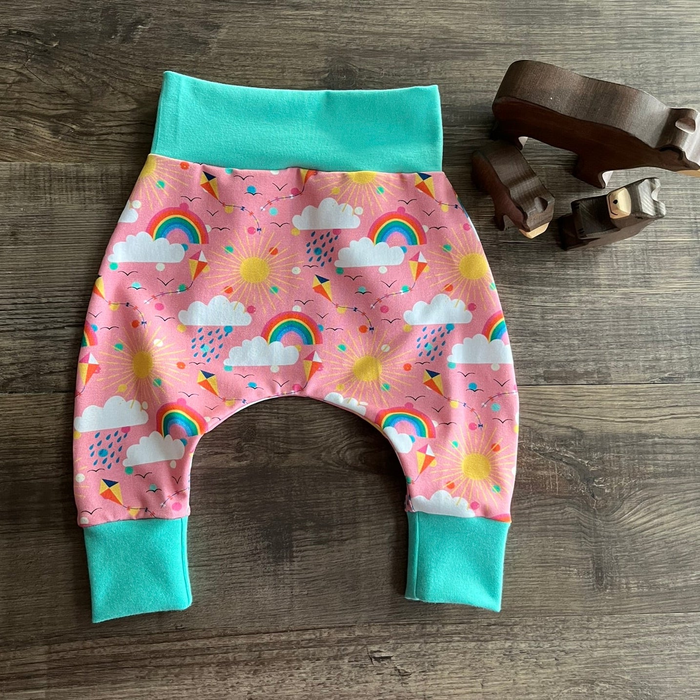 Weather Clouds - Pink - Harem Leggings - Ready to Post - 0-3m