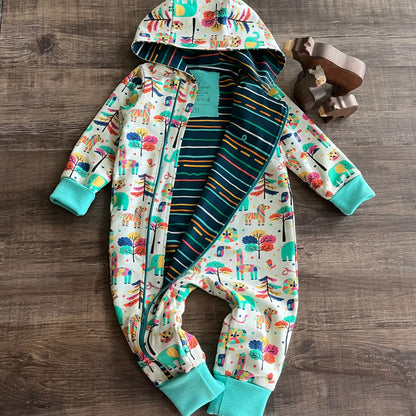 Safari - Long Zip Up Coverall - Ready To Post 6-9m